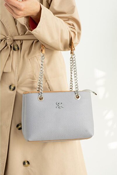 Çanta Trend حقيبة كتف وحقيبة كروس نسائية باللون الرمادي مكونة من 4 أقسام من P...