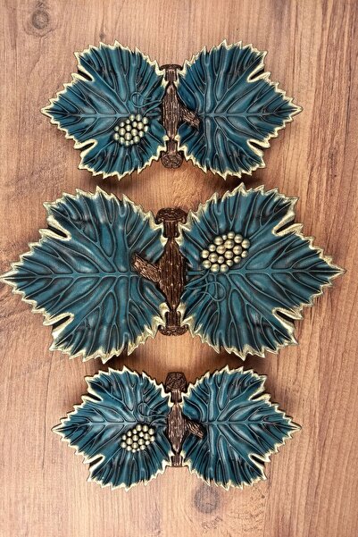 Euro Decora Dekoratif Çerezlik Lokumluk Sunumluk Yaprak Tabak Yeşil Organizer...