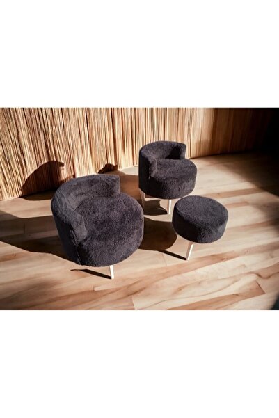 BEYLERBEYİ Çay Seti İkili Koltuk Berjer Ve Puf Takımı (salon, Balkon, Ofis) 3...