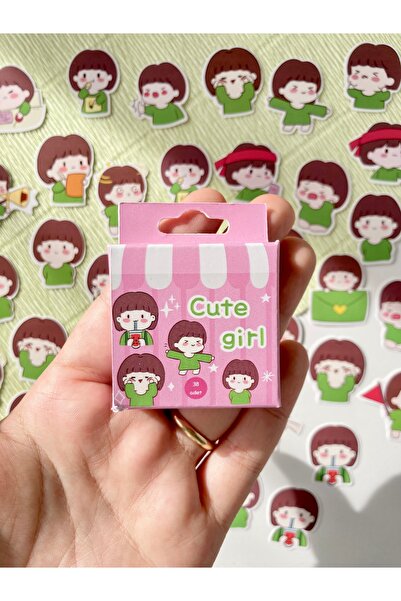 Hume Craft Kutulu Sevimli Kız Mood Sticker Seti Bullet Journal Sticker / Deft...