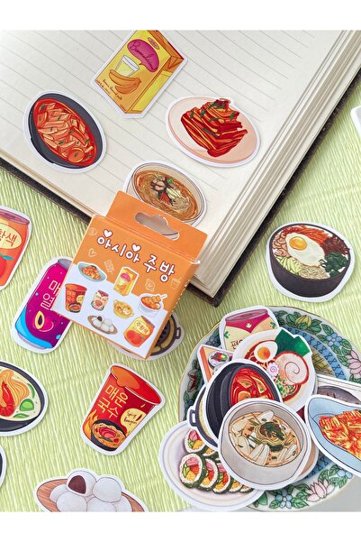 Hume Craft Kutulu Asya Mutfağı Temalı Sticker Seti Bullet Journal Sticker / D...