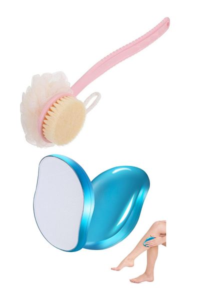 Welta Bath Brush Double Sided Long Handle Shower Brush And Hair Removal Tool Hair Remover Manual Epilator