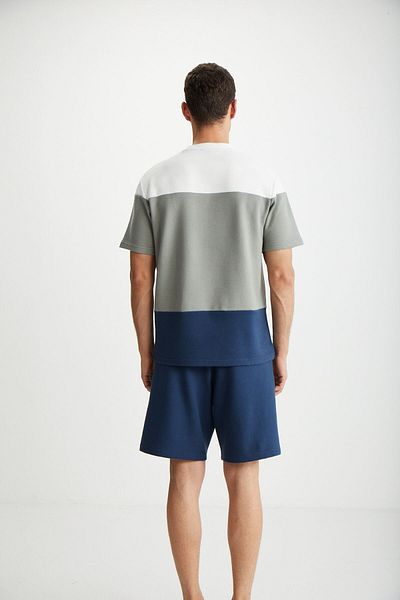 GRIMELANGE RAMADANP002 - Μπλουζάκι Ecru Green Navy Blue