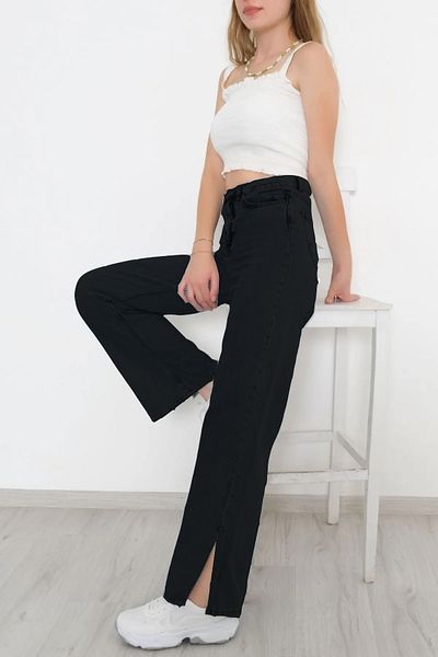 SHEVEGA Black Leg Slit Wide Leg Jeans Wide Leg Jeans
