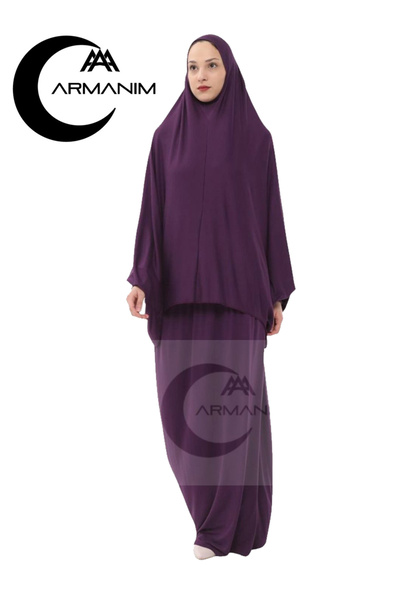 IYDGAH Armanım فستان صلاة عملي مكون من قطعتين بأكمام الخفاش مع حجاب من قماش ا...