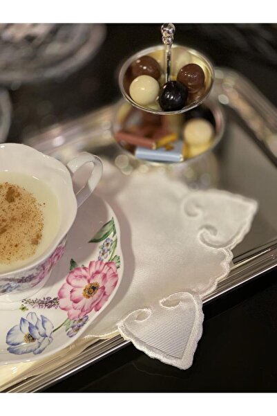 QBR Home منديل كوكتيل مطرز على شكل قلبواحد