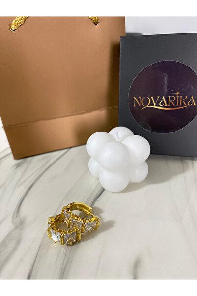 NOVARİKA Kadın Kuyumcu Model Zirkon Taşlı Yüksek Kalite Kararmaz Çelik Küpe