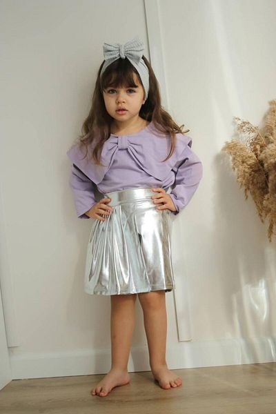 Zuzu Lilac Purple Metallic Shorts Skirt Suit