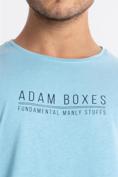 ADAM BOXES Printed O-collar T-shirt Girasol - Light Blue
