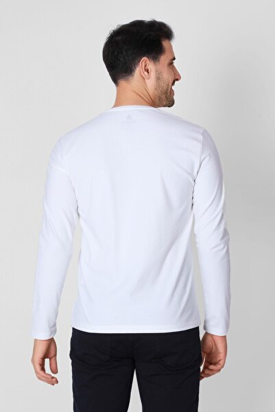 ADAM BOXES Düğmeli Bisiklet Yaka Uzun Kollu T-shirt Np-collargo - Ekru