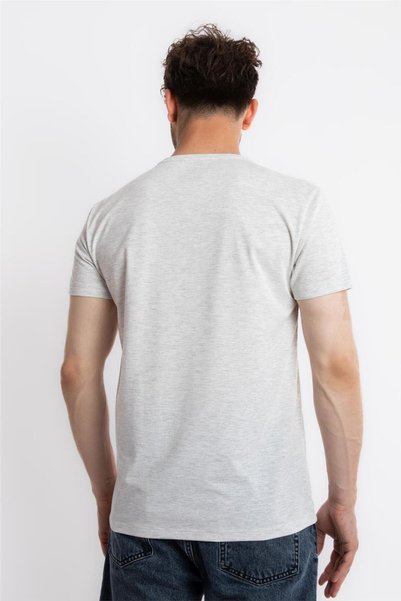ADAM BOXES Printed O-collar T-shirt Apiso - Gray Melange