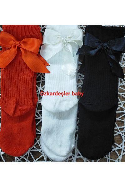 ÖZKARDEŞLER BABY Бебешки и детски чорапи до коляното с панделка, 3 броя