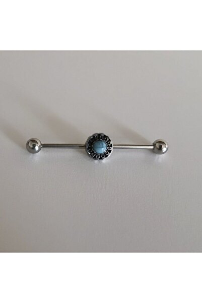Bylin Cerrahi Çelik Turkuaz Taşlı Industrial Köprü Piercing - Bar Uzunluğu 36...