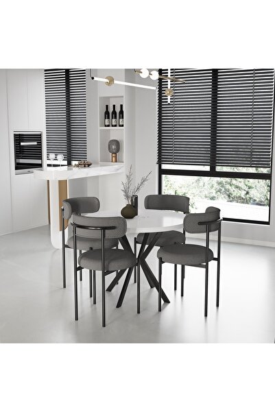 usta mekan Yuvarlak Mutfak Salon Cafe Restoran Masa Sandalye Takımı 4+1