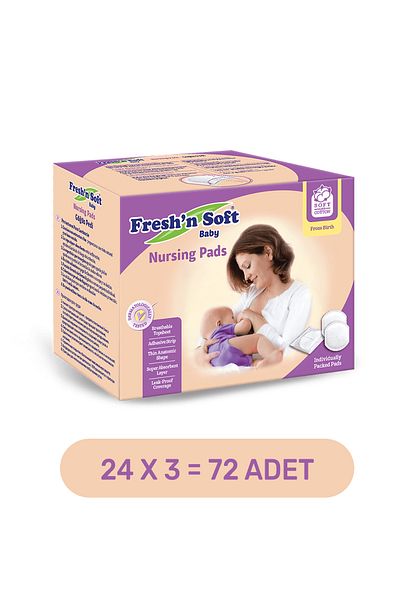 FRESHNSOFT Breast Pad 24x3 = 72 Pieces (Single Hygienic Packs)
