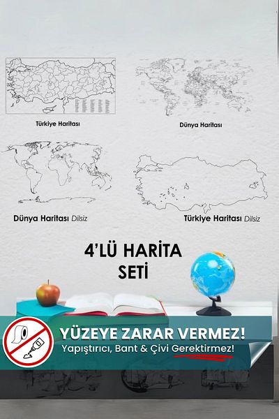 Pi Papers 4-Piece Map Set - Non-Adhesive, Portable, Document Holder, Static Practical Smart Paper