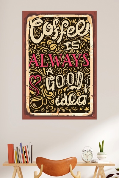 LİPYOS Ξύλινη ρετρό αφίσα με θέμα τον καφέ 3 mm