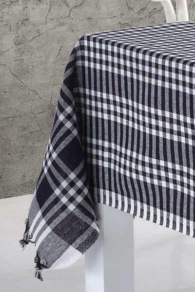 Lux Touch Față de masă cu model Gingham neagră 170x170cm