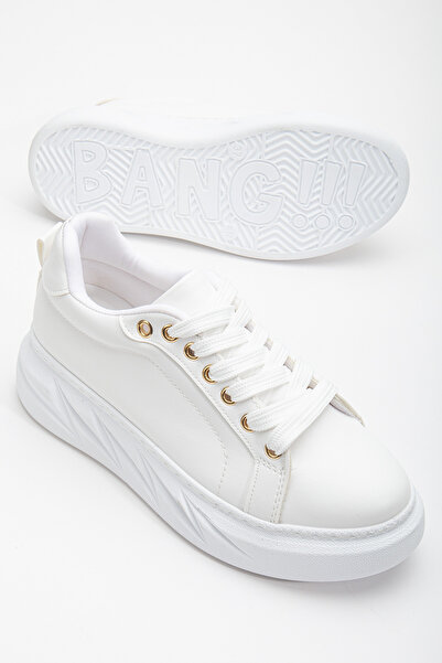 Tonny Black Women's White Comfortable Thick Sole Lace-Up Sports Shoes