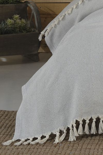 Lux Touch Lily Gray Double Pique 200 X 220 cm Bed Sofa Cover Cotton Woven Tufted
