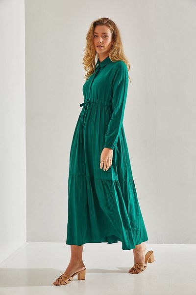 Bianco Lucci Modest Μακρύ φόρεμα Hijab Flared - Συγκεντρωμένη μέση, Μυελός γιακάς60181034