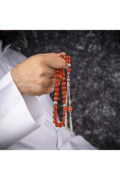 vevasilver 10mm Agate Stone - 33 Beaded Hand Embroidered Tassel Rosary