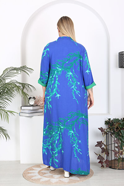 XL Modam ΓΥΝΑΙΚΕΙΟ ΜΠΛΕ ΠΡΑΣΙΝΟ ΠΟΥΚΑΜΙΣΟ ΦΟΡΕΜΑ ΜΕΓΑΛΟ ΜΕΓΕΘΟΣ