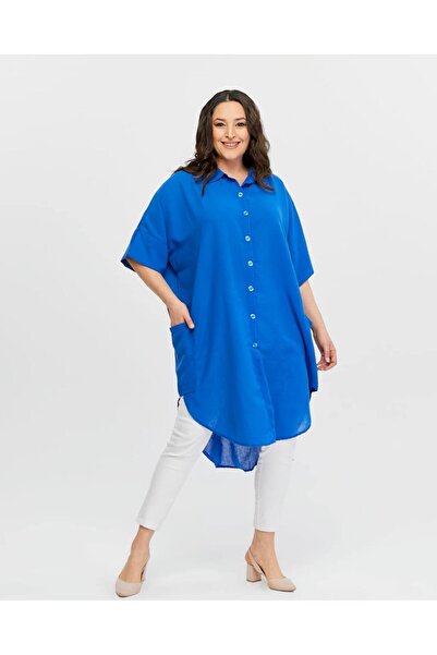 Butik Nilyam Жіноча туніка з льону великого розміру 24016