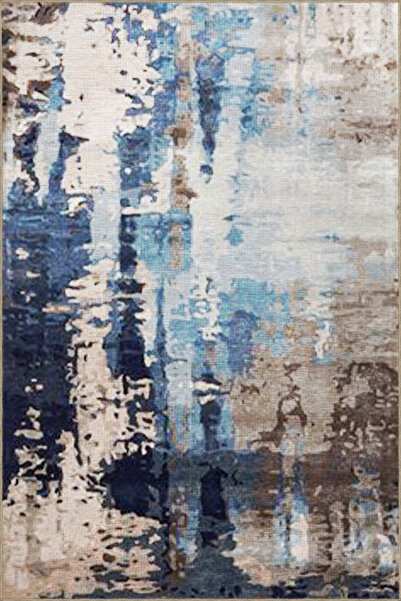 Rugs Modern Halı Декоративен килим с пастелни мотиви в смесени сини нюанси 4072