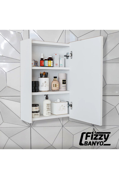 Fizzy Banyo 50 Cm Tek Kapaklı Banyo Üst Dolabı ( Beyaz )