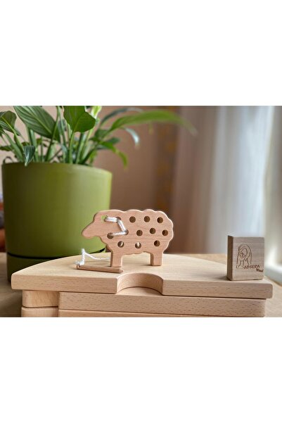 Absera Wood Montessori Ahşap Koyun Seti (Organik Oyuncak, Eğitim Materyali, O...