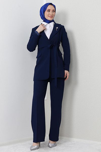 GİZ AGİYİM Ασύμμετρο Πέτρινο Σετ Navy Blue