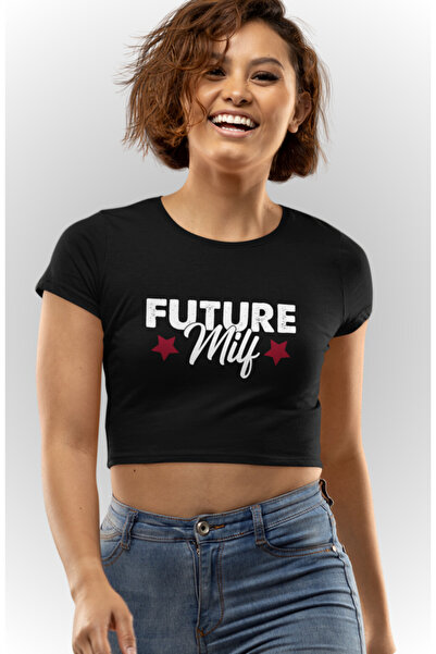 Fuddy Moda Future Milf Štampano Bela Skraćeni kroj Top, Ženska Zvezda Štampan...