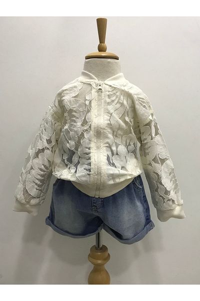 Çikoby Baby Girl's Ecru Lace Coat
