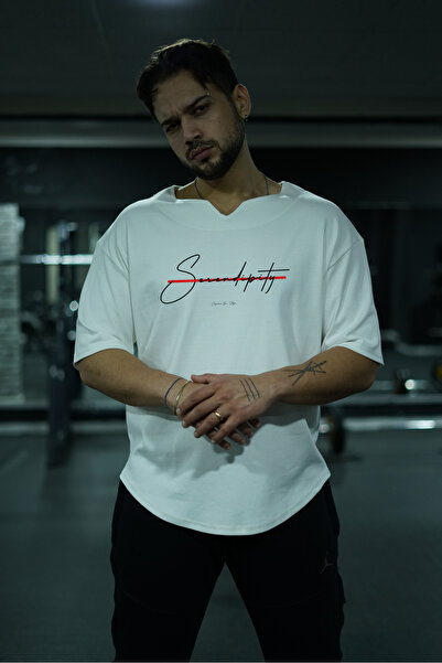 Oxlade Tricou supradimensionat [serendipity] țesătură albă Elite 100% bumbac pe scenă ®