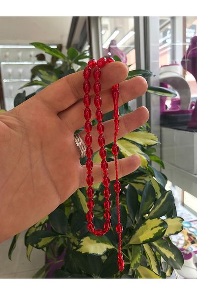 Sultan Telkari Men's Red Tonda Beyzi Model Powder Amber Prayer Beads