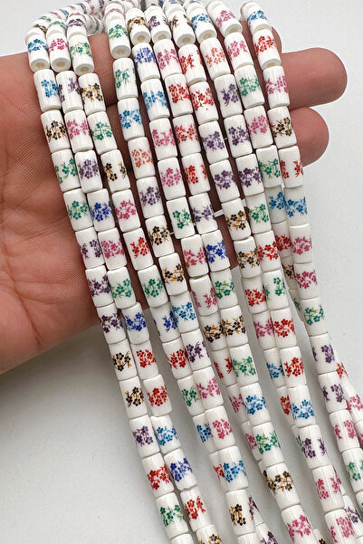 Ebruli Boncuk Cilindru colorat cu model de mărgele din ceramică pentru bijute...