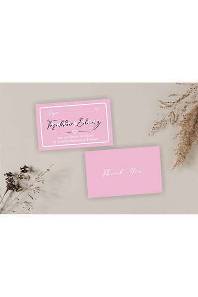 anka design Thank You Card Double Sided Printing Cellophane -7- (8x5cm) 350gr Coated- 25 Pieces