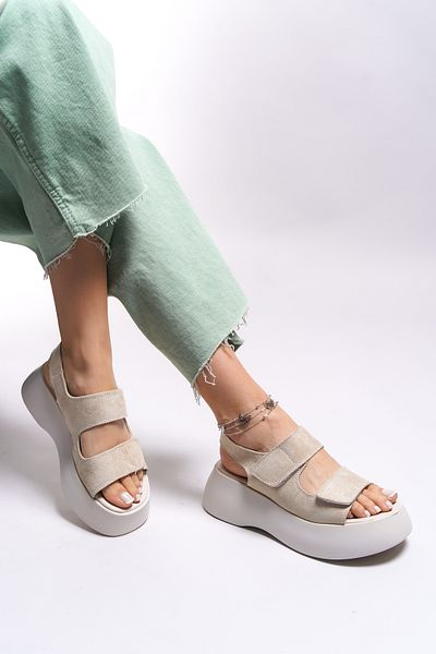 Riccon Olnesari Damen Sandalen0012804 Beige Wildleder