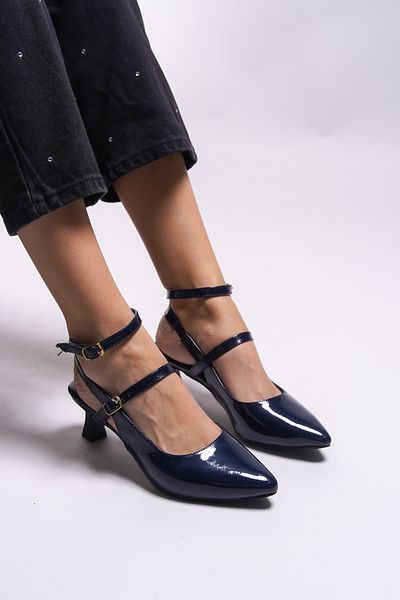 Riccon Pantofi cu toc înalt pentru femei Seklaith 0012357   Piele lacuita bleumarin