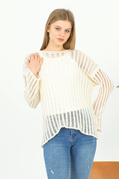 Zirve Geniş Triko Örgülü Uzun Kollu Oversize Kalıp Kazak