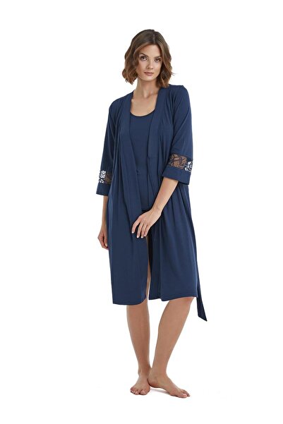 Blackspade Women's Navy Blue Dressing Gown 51313