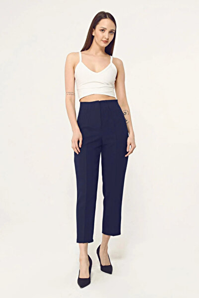 ubmbutik Kadın Kumaş Pantolon - Pensli Yüksek Bel - Havuç Kesim