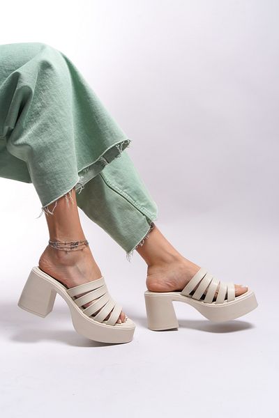 Riccon Ceerairli Damen-Slipper mit Absatz0012500 Beige
