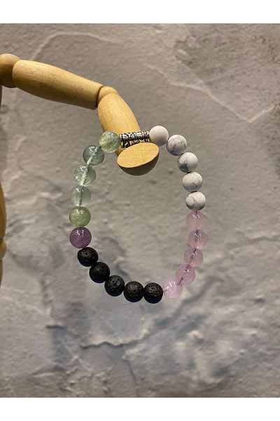 USE NATURA Crab Zodiac Bracelet - (Florite, Lav, Pink Quartz and Flavet Stone) - Healthy Life, Reduces Stress