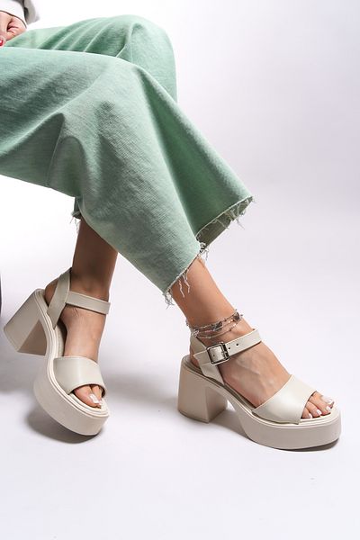 Riccon Thirevne dámské sandály na podpatku0012502Sand Beige