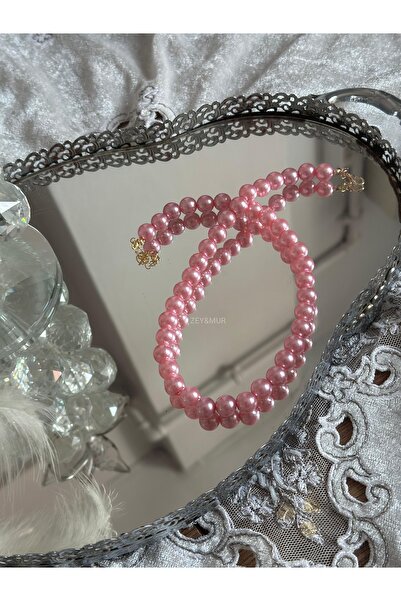 Uno Di Famiglia PEMBE RENKLİ İNCİ KOLYE , ZARİF İNCİ KOLYE 1. KALİTE