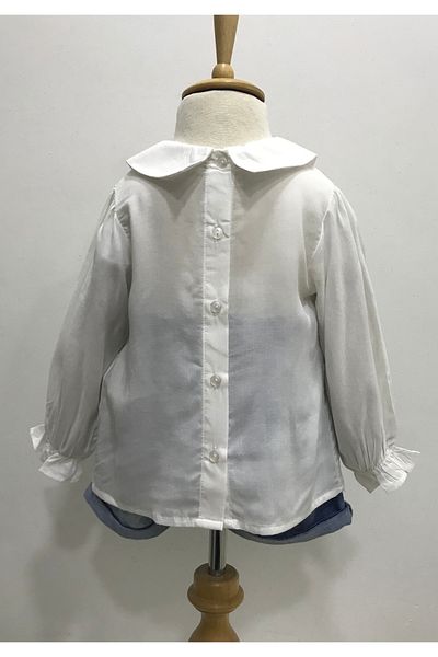 Çikoby Baby Girl's White Collar Vual Shirt