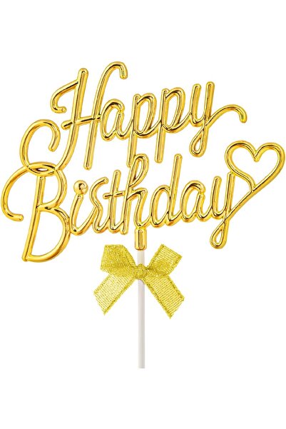 Genel Markalar Gold El Yazısı İyiki Doğdun Pastası Fiyonklu Kek için 3D Çift ...