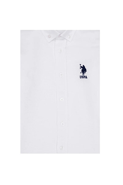 U.S. Polo Assn. Chlapčenská základná košeľa s dlhým rukávom v bielej farbe